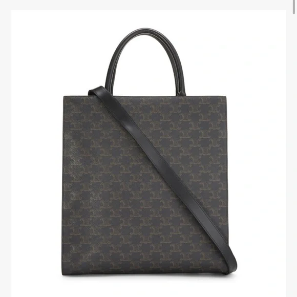 NWOT CÉLINE Black Triomphe Coated Canvas Vertical Cabas Medium - Picture 4 of 16